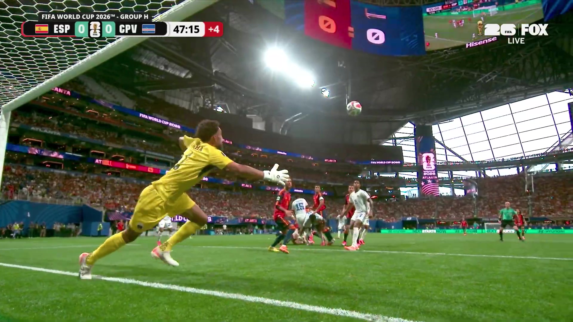 Vozinha diving across goal to make a save